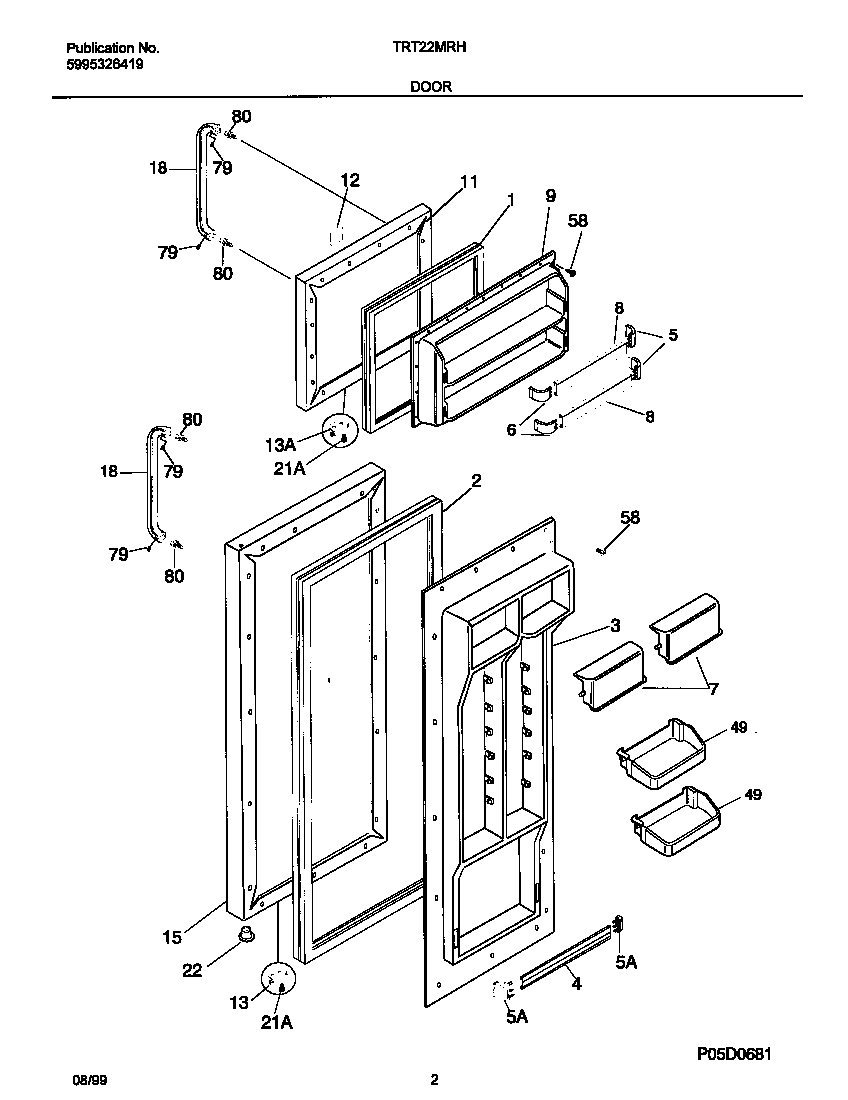 Tappan TRT22MRHW0 doors diagram