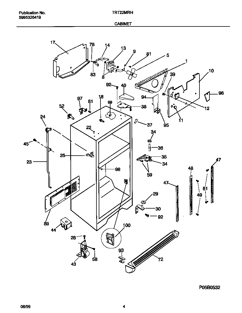 Tappan TRT22MRHW0 cabinet diagram