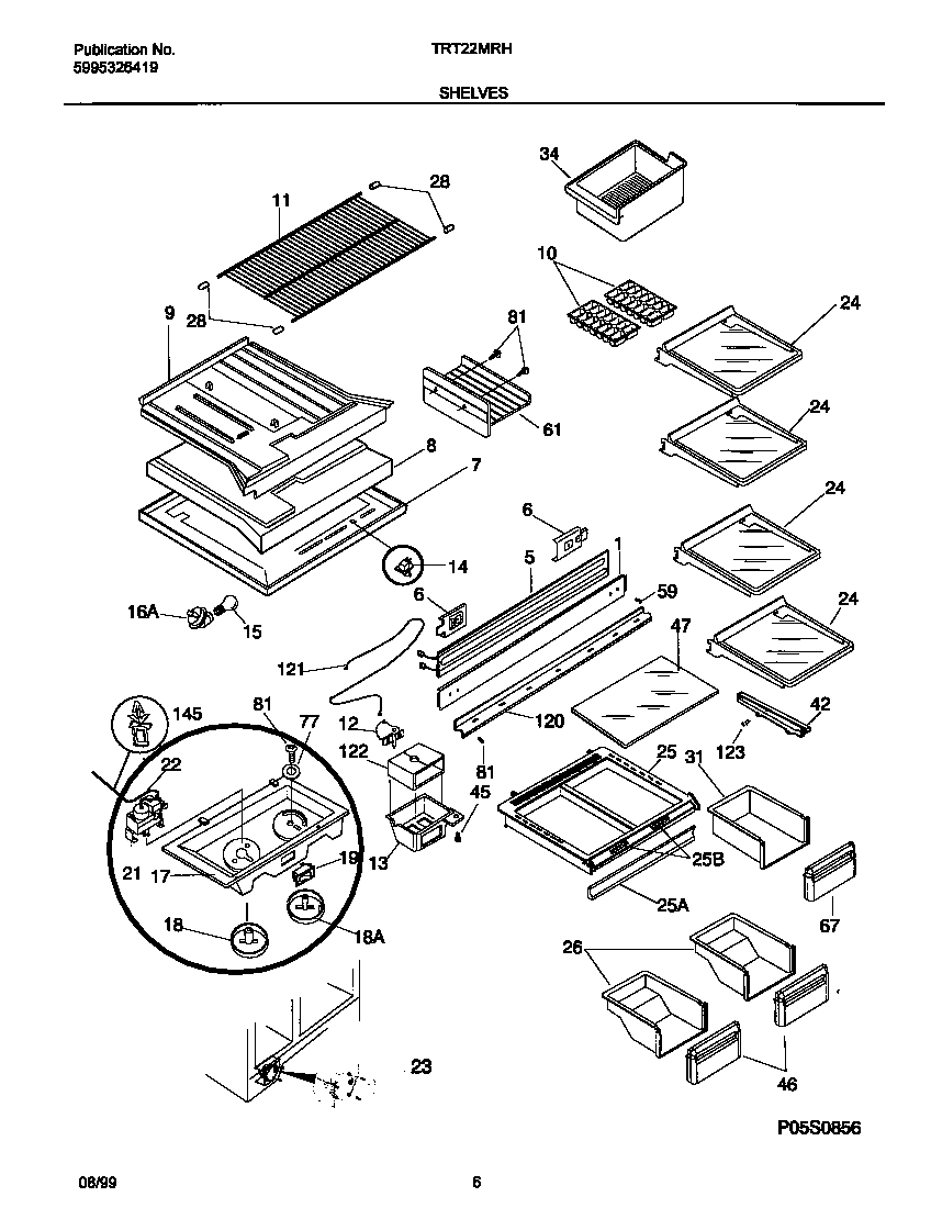 Tappan TRT22MRHW0 shelves diagram