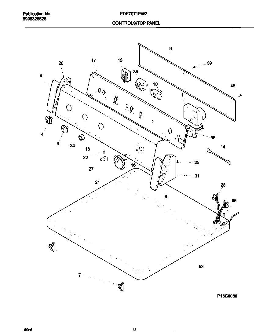 Frigidaire FDE7971EW2 p16c0080 control panel diagram