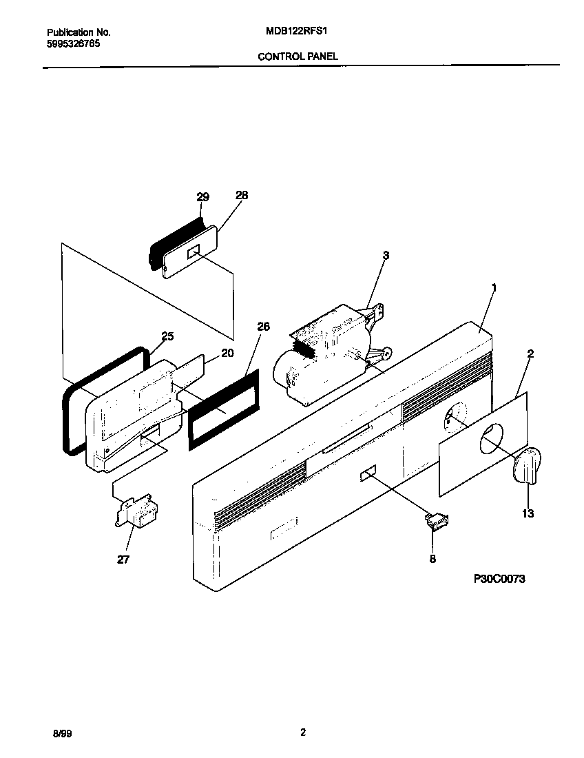 Universal/Multiflex (Frigidaire) MDB122RFS1 control panel diagram