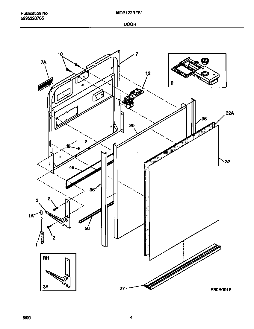 Universal/Multiflex (Frigidaire) MDB122RFS1 door diagram