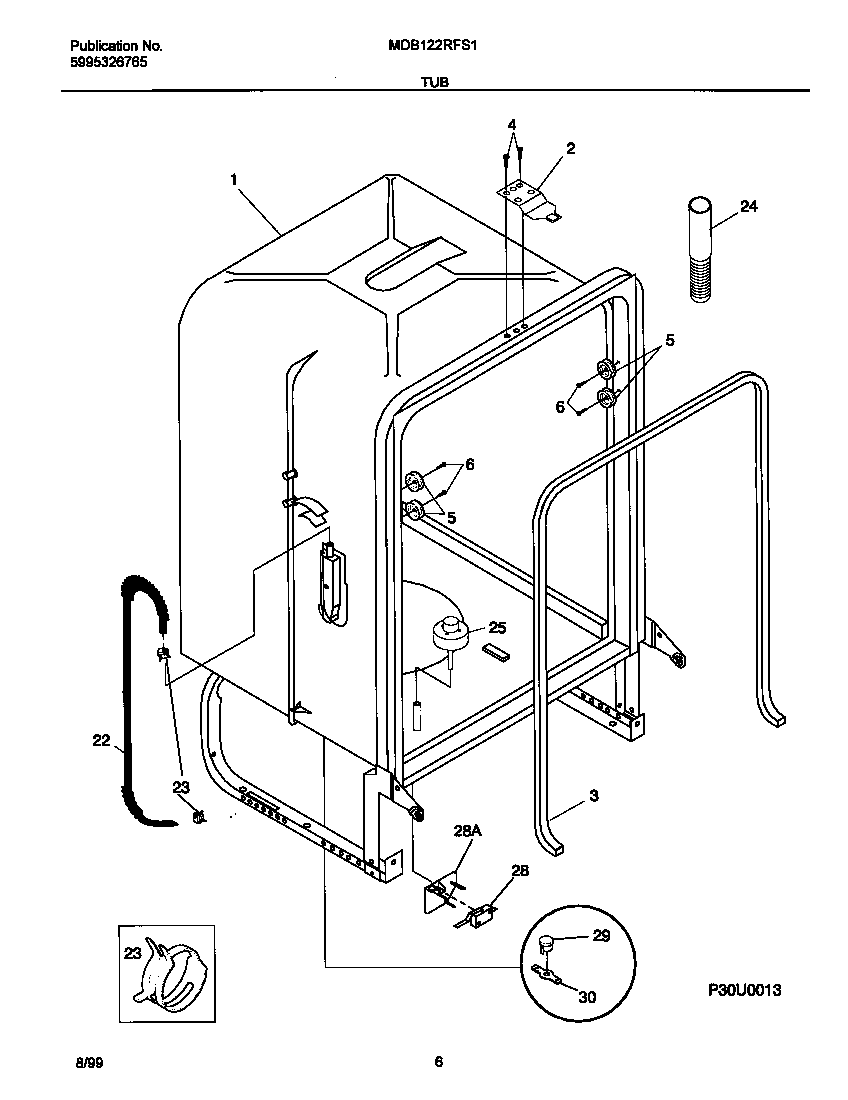 Universal/Multiflex (Frigidaire) MDB122RFS1 tub diagram