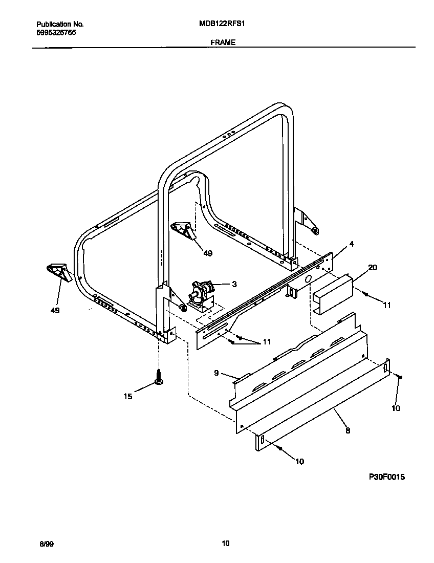 Universal/Multiflex (Frigidaire) MDB122RFS1 frame diagram