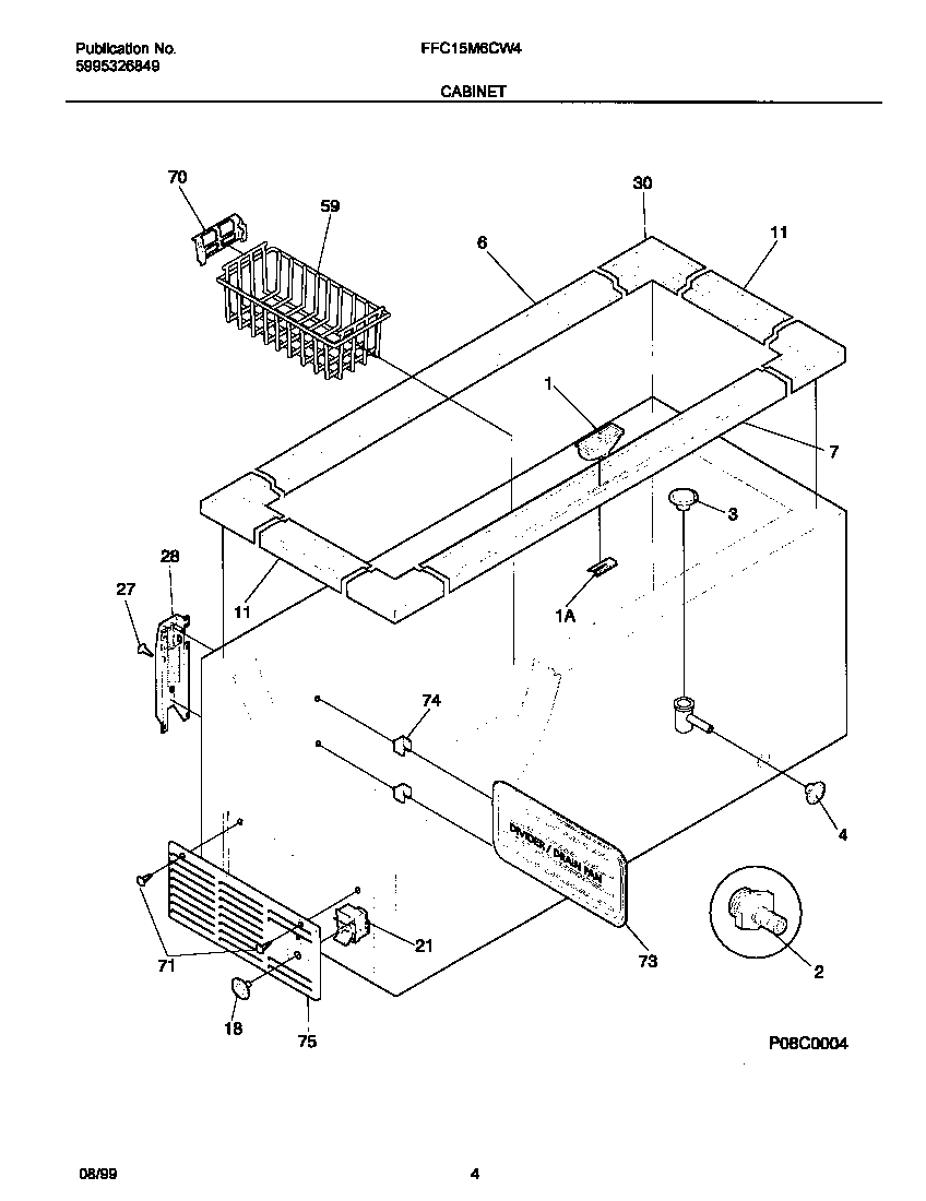 Frigidaire FFC15M6CW4 cabinet diagram