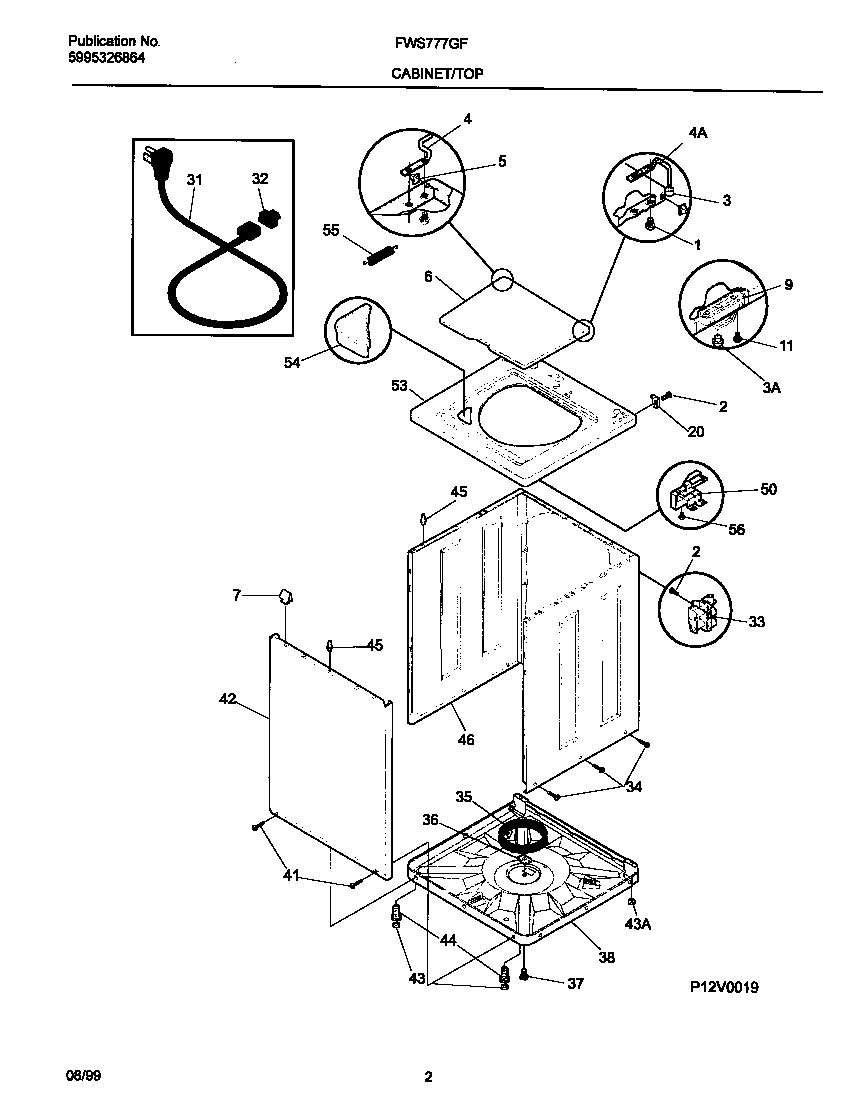 Frigidaire FWS777GFS0 cabinet/top diagram