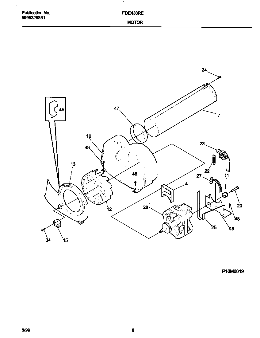 Frigidaire FDE436RET2 motor diagram