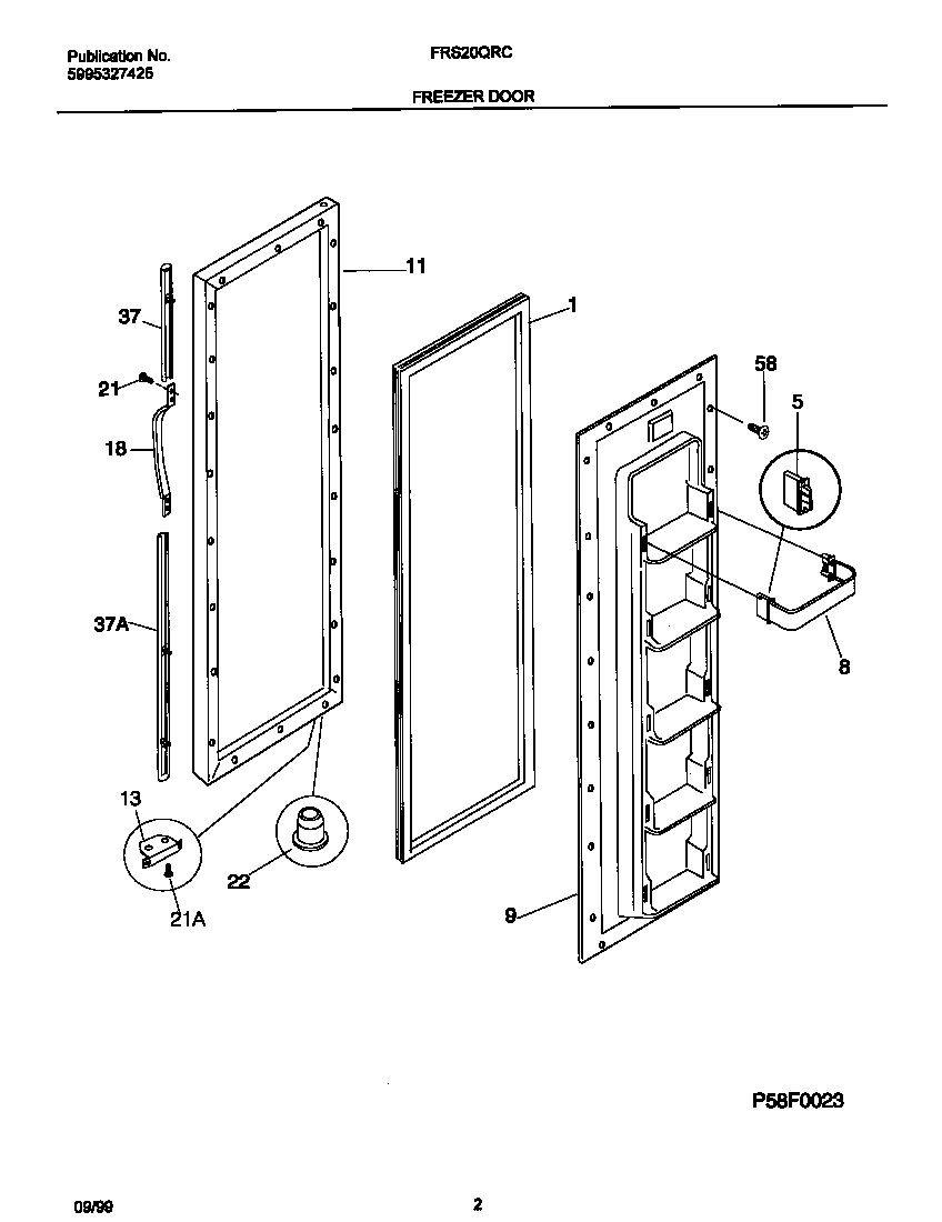 Frigidaire FRS20QRCD6 frzr door diagram