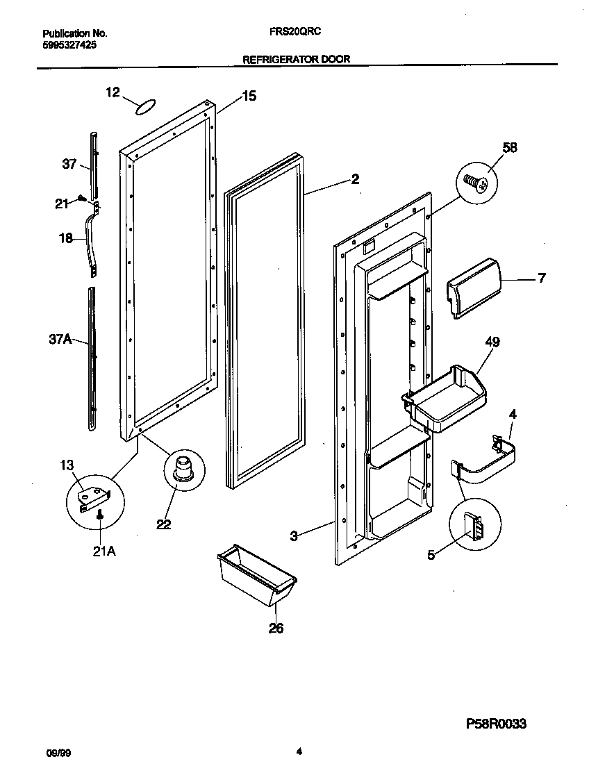 Frigidaire FRS20QRCD6 refr door diagram