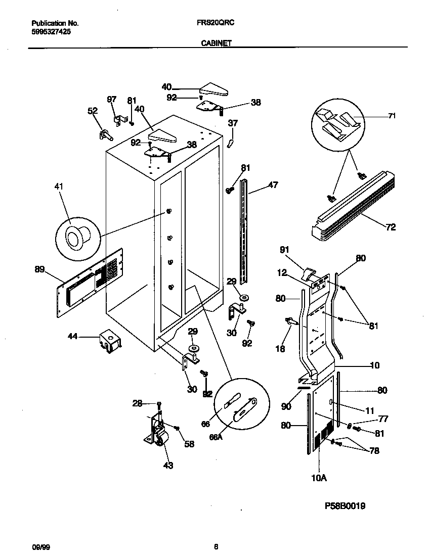 Frigidaire FRS20QRCD6 cabinet diagram