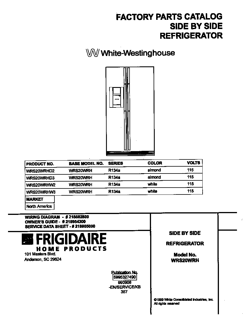 White-Westinghouse WRS20WRHD3 cover diagram