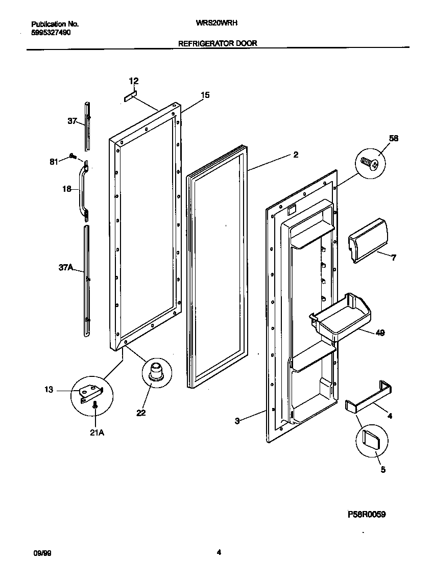 White-Westinghouse WRS20WRHD3 refr door diagram