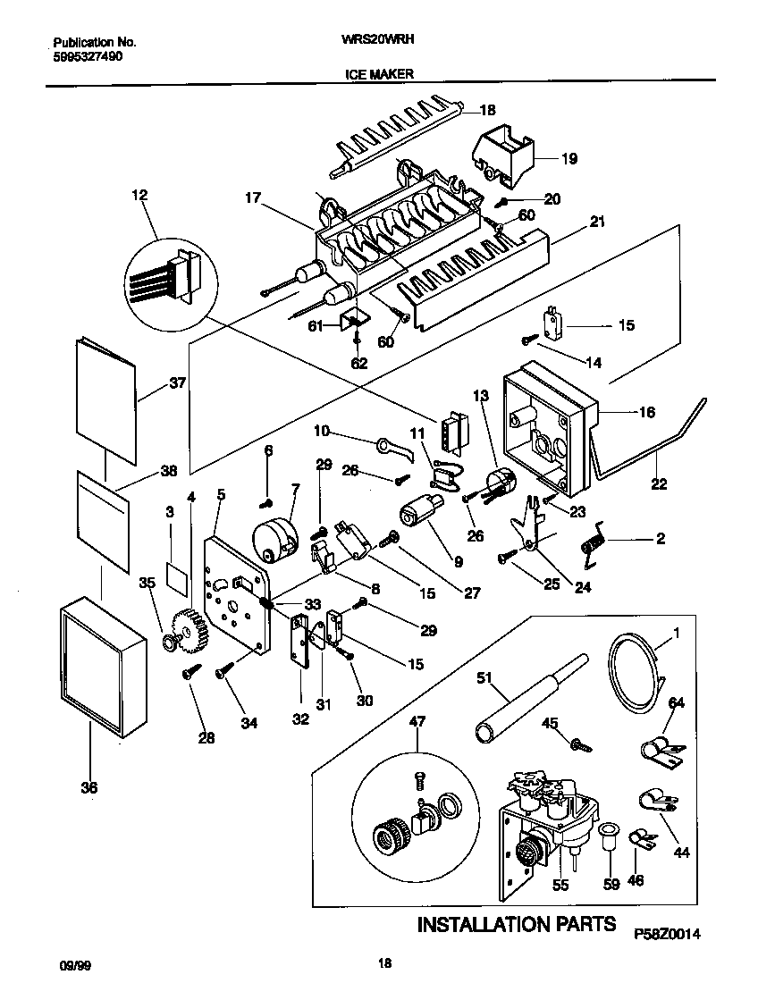 White-Westinghouse WRS20WRHD3 ice maker diagram
