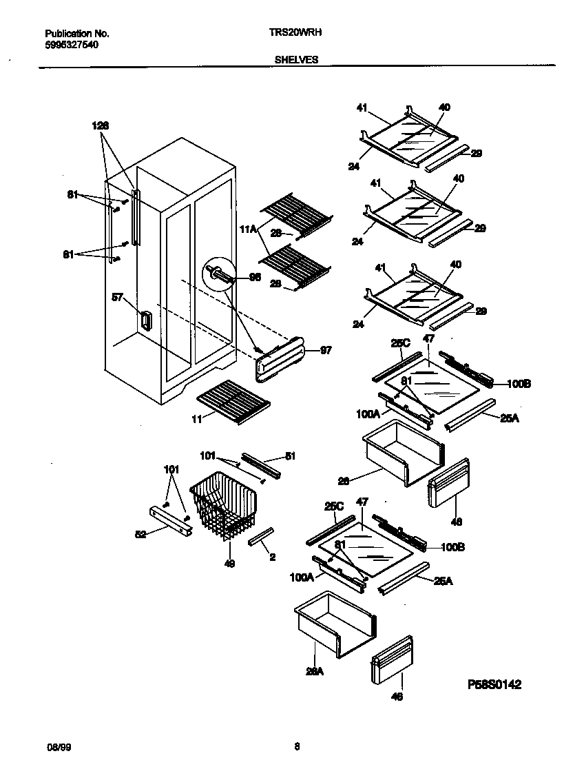 Tappan TRS20WRHW3 shelves diagram