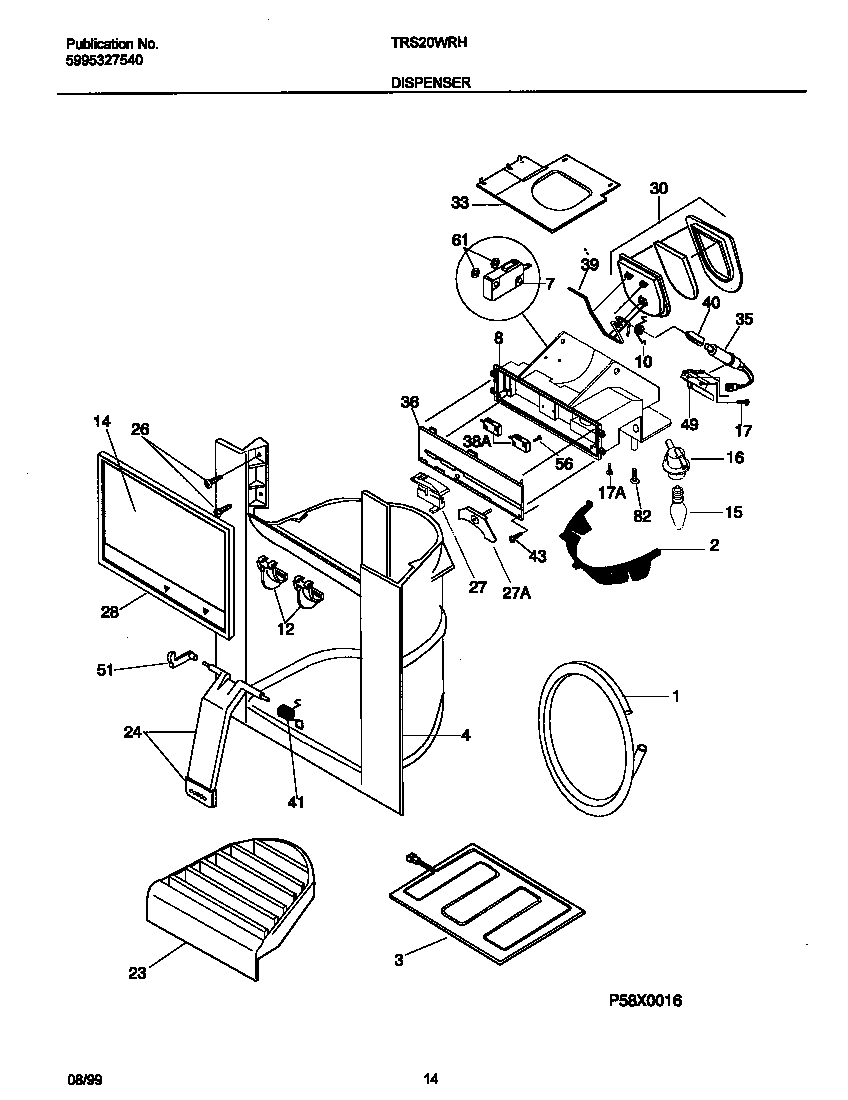 Tappan TRS20WRHW3 ice dispenser diagram