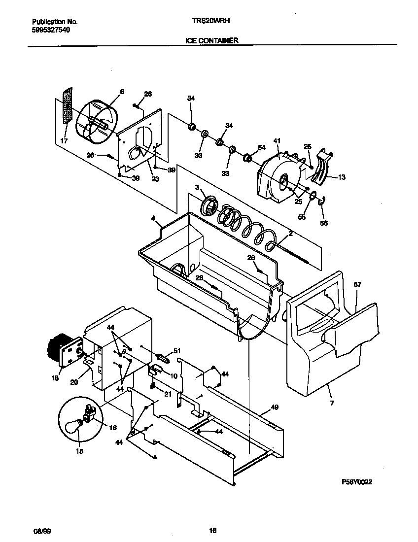 Tappan TRS20WRHW3 ice container diagram