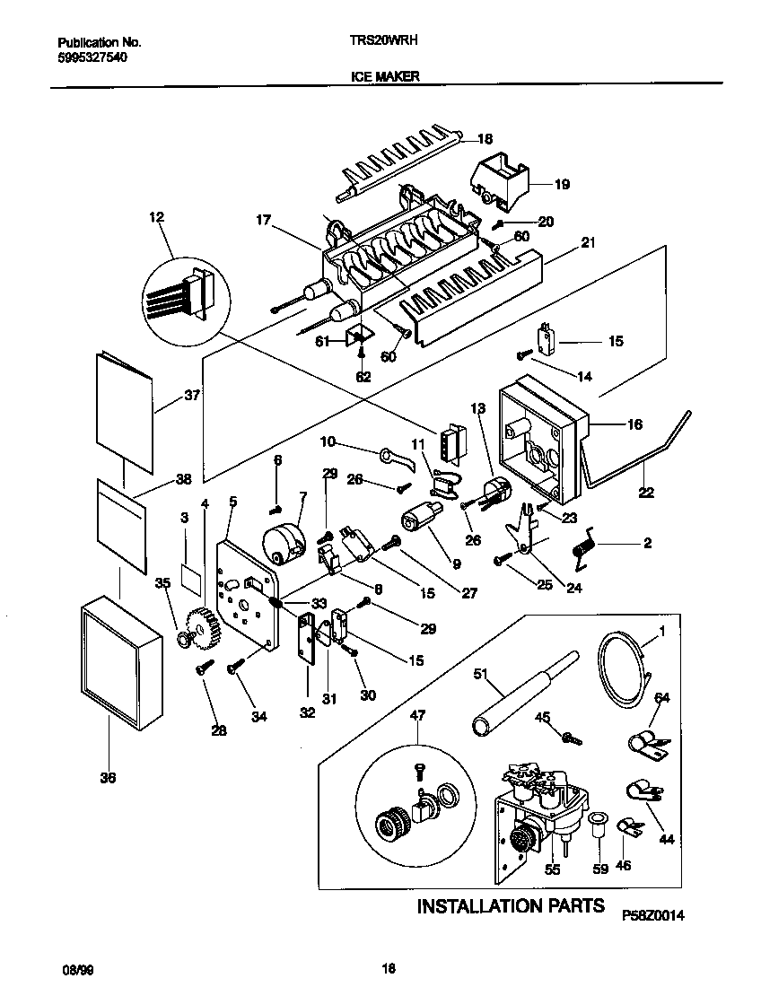 Tappan TRS20WRHW3 ice maker diagram