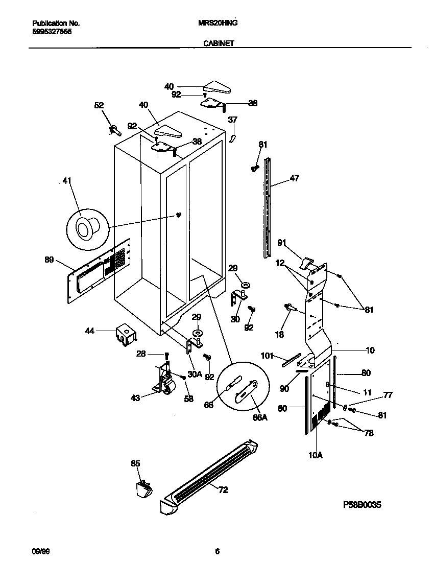 Universal/Multiflex (Frigidaire) MRS20HNGD1 cabinet diagram