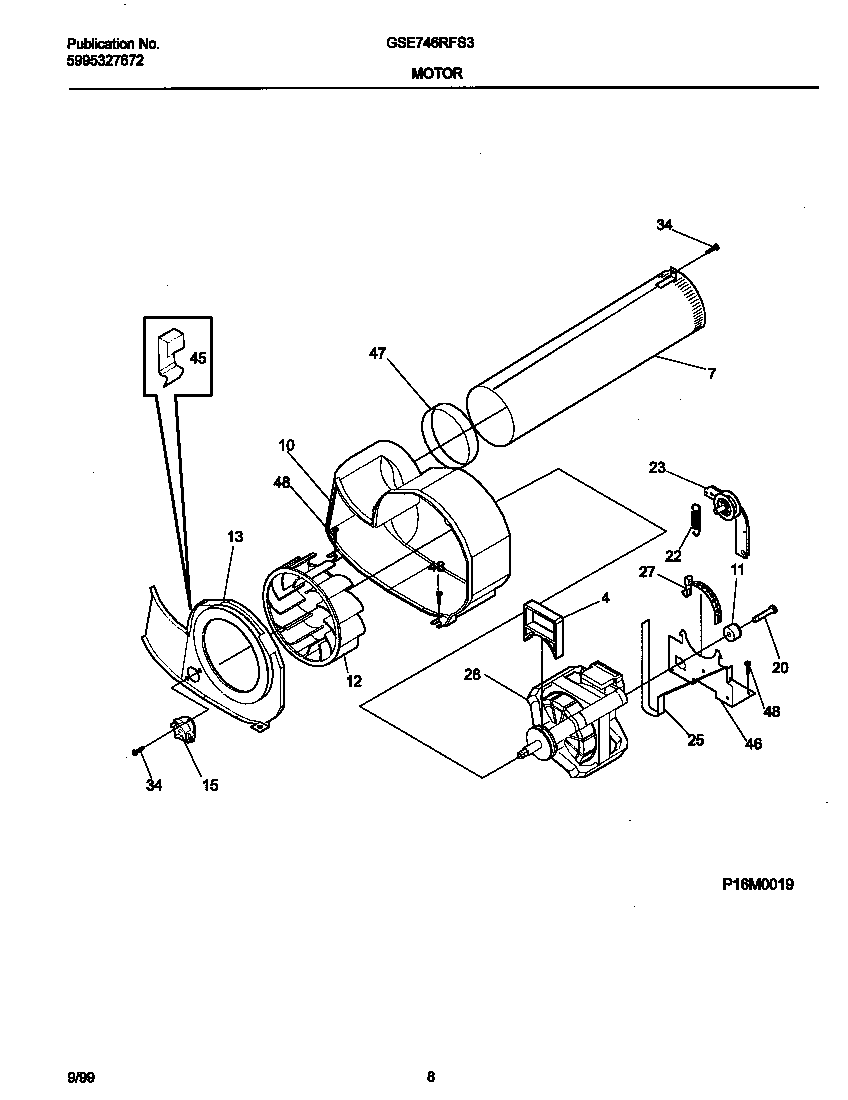 Gibson GSE746RFS3 p16m0019 motor,blower diagram