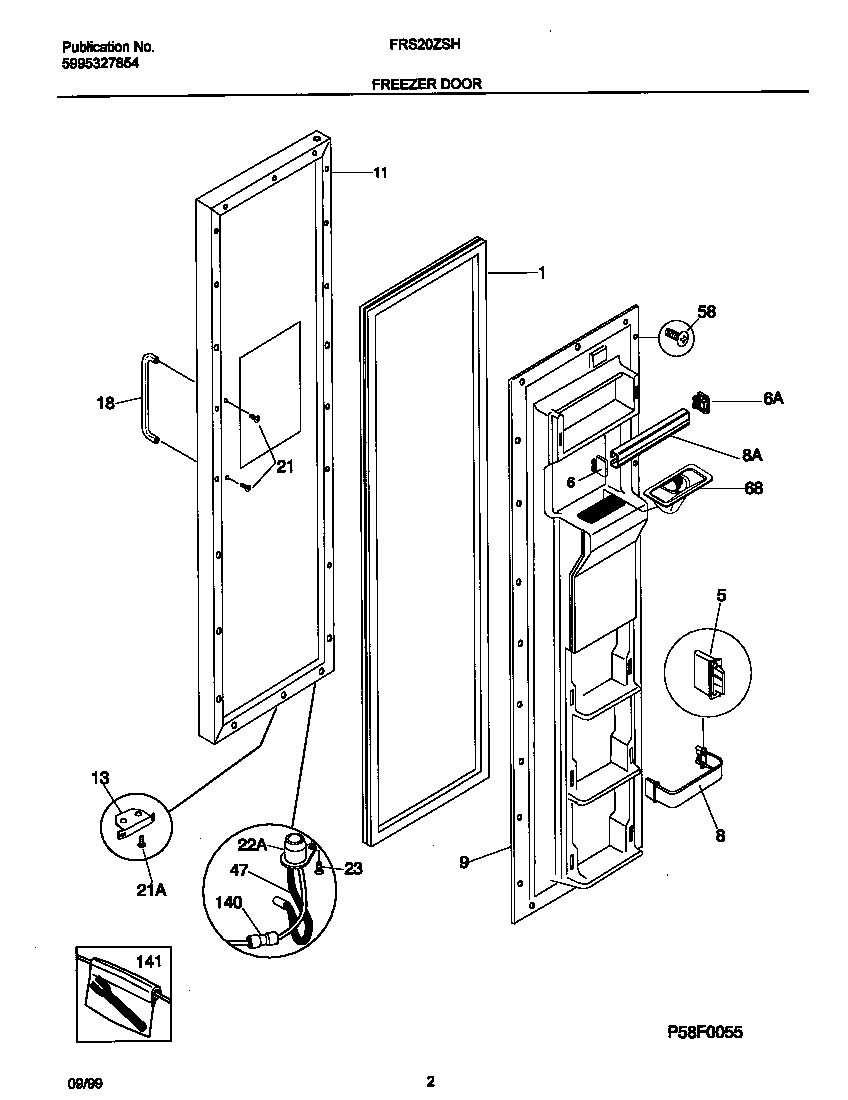 Frigidaire FRS20ZSHB3 frzr door diagram