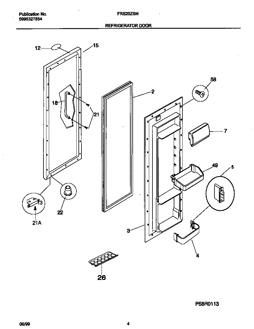Frigidaire FRS20ZSHB3 refr door diagram