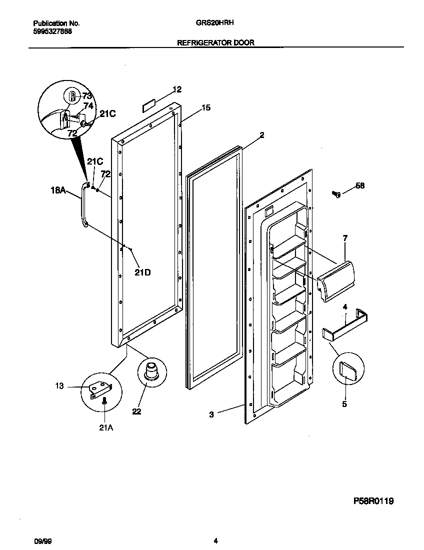 Gibson GRS20HRHW1 refr door diagram
