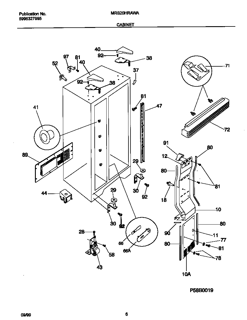 Universal/Multiflex (Frigidaire) MRS20HRAWA cabinet diagram