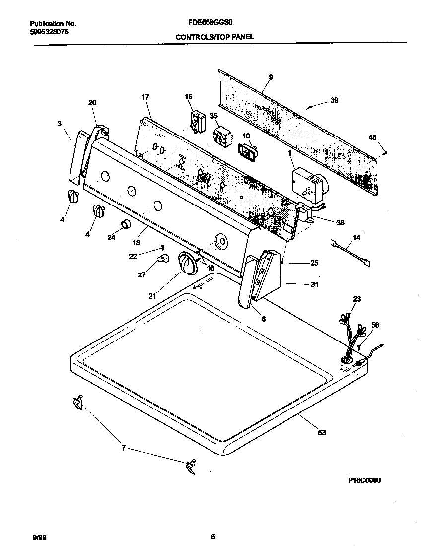 Frigidaire FDE558GGS0 p16c0080 control panel diagram