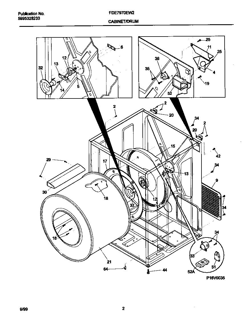 Frigidaire FDE7970EW2 cabinet/drum diagram