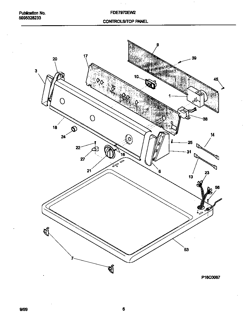 Frigidaire FDE7970EW2 control panel diagram