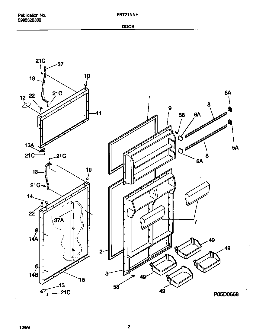 Frigidaire FRT21NNHB1 doors diagram