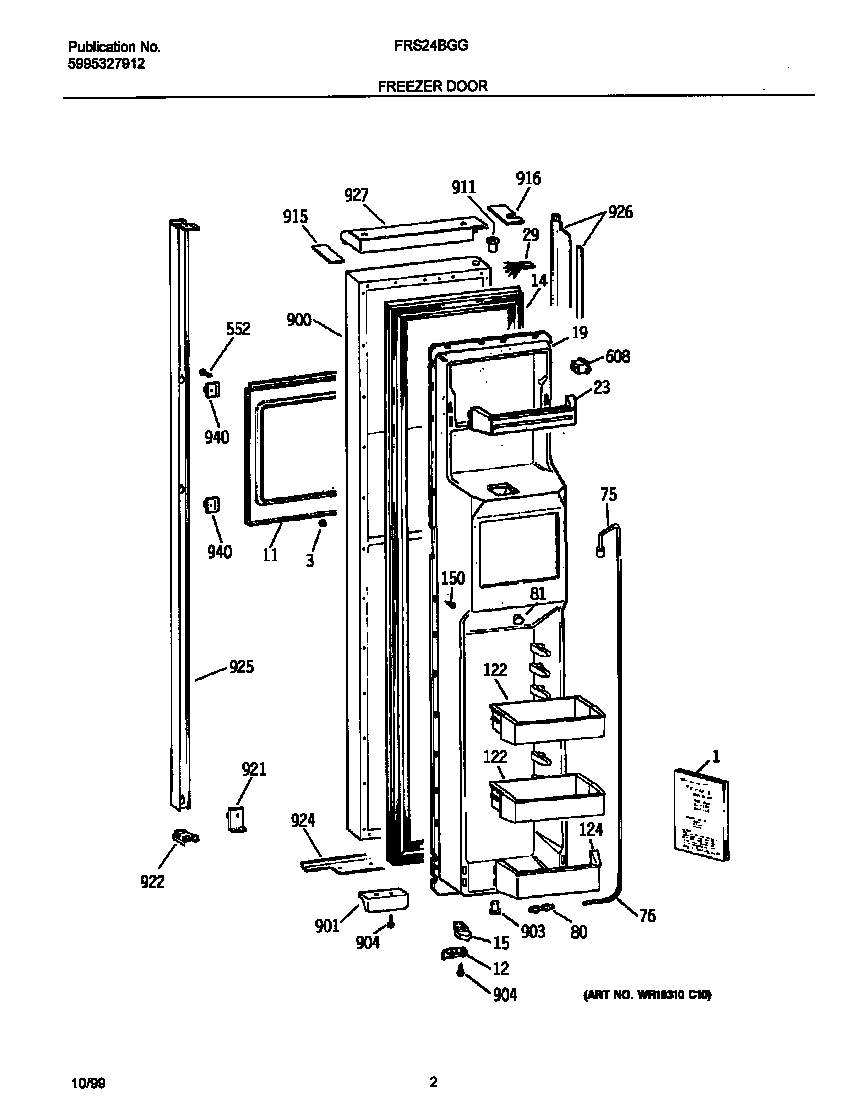 Frigidaire FRS24BGGB2 frzr door diagram