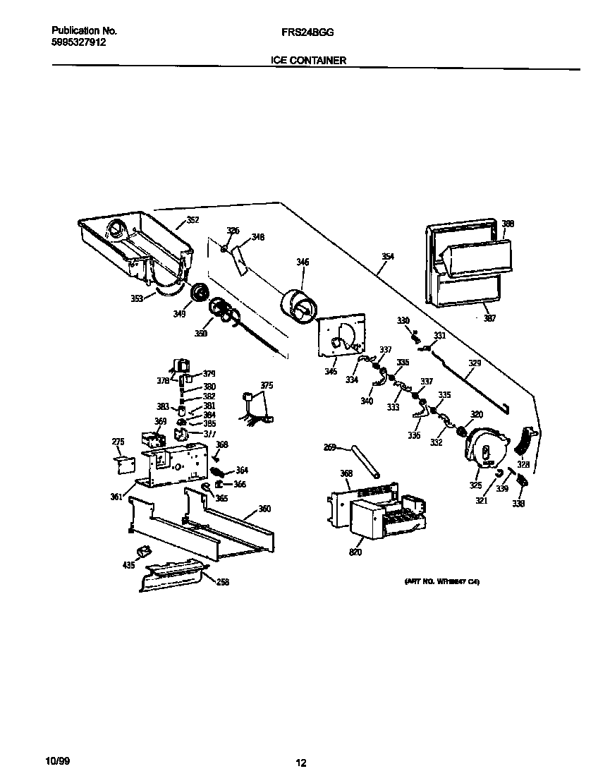 Frigidaire FRS24BGGB2 ice container diagram