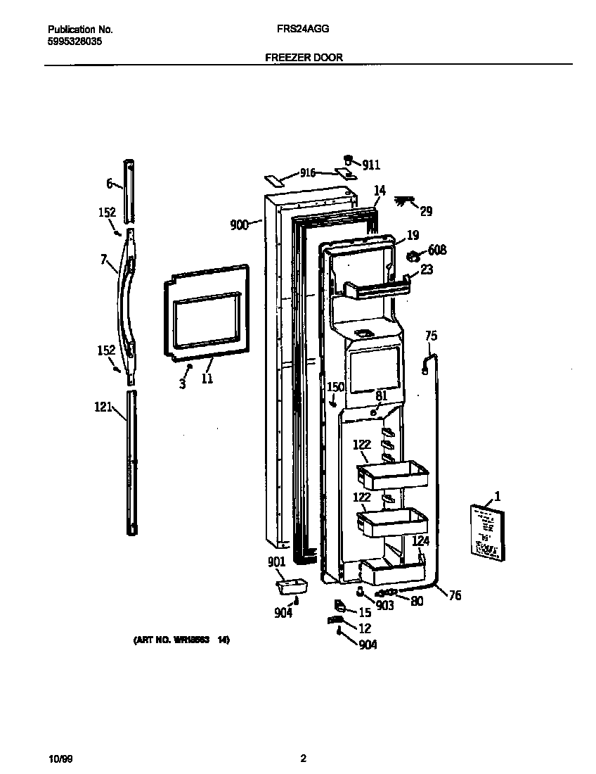 Frigidaire FRS24AGGB4 freezer door diagram