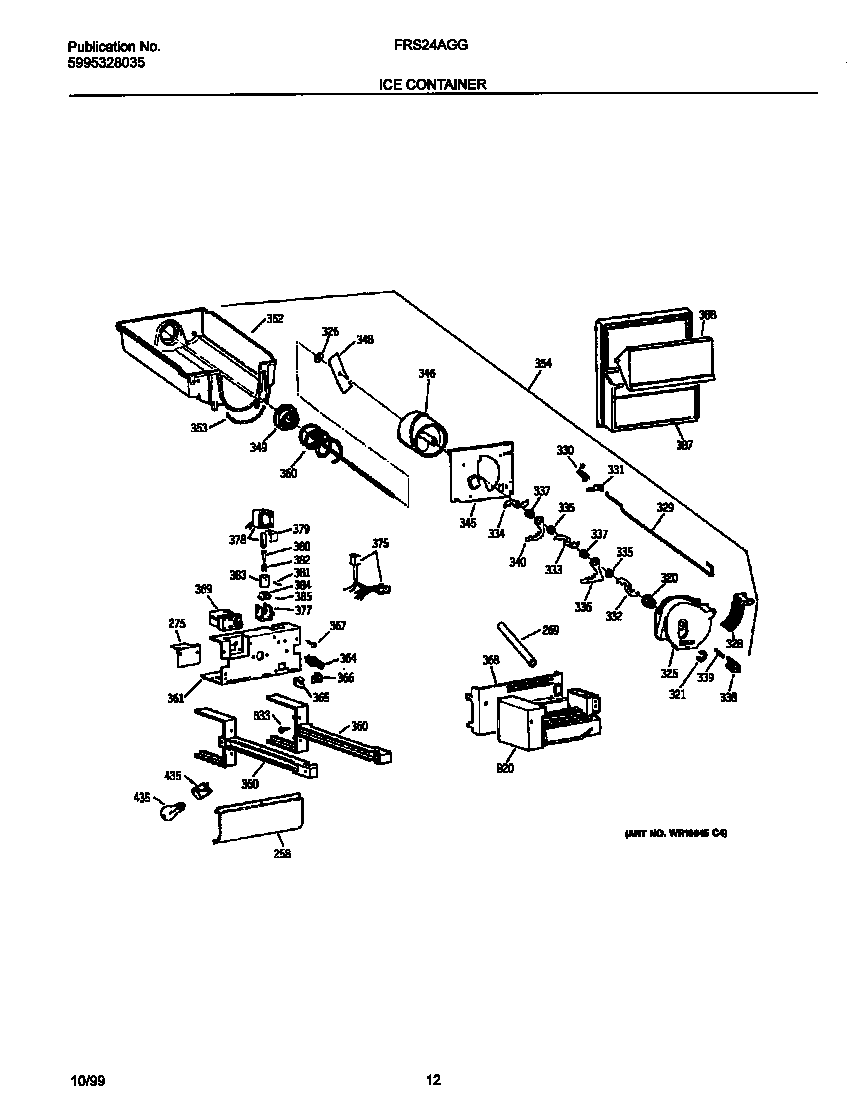 Frigidaire FRS24AGGB4 ice container diagram