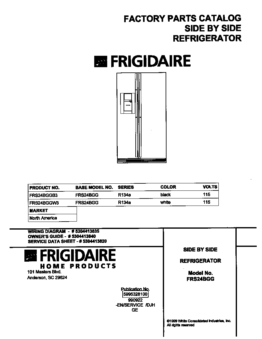 Frigidaire FRS24BGGB3 cover diagram