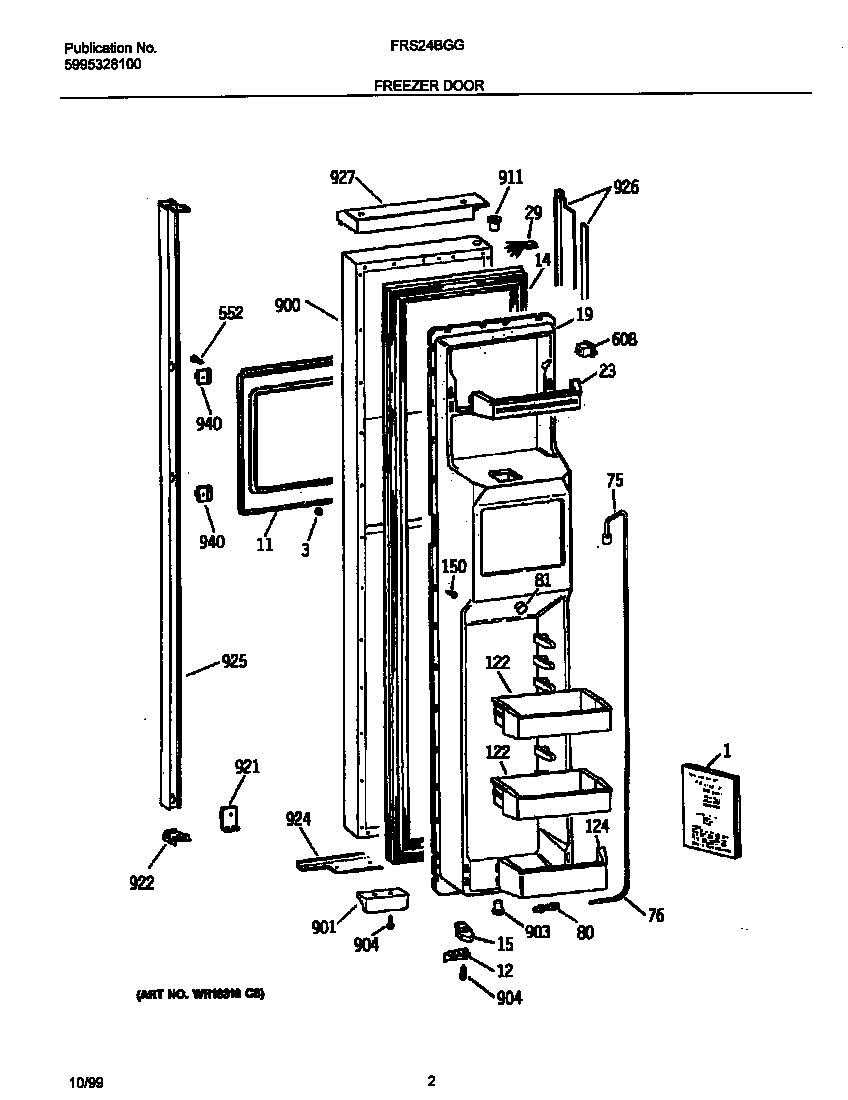 Frigidaire FRS24BGGB3 freezer door diagram