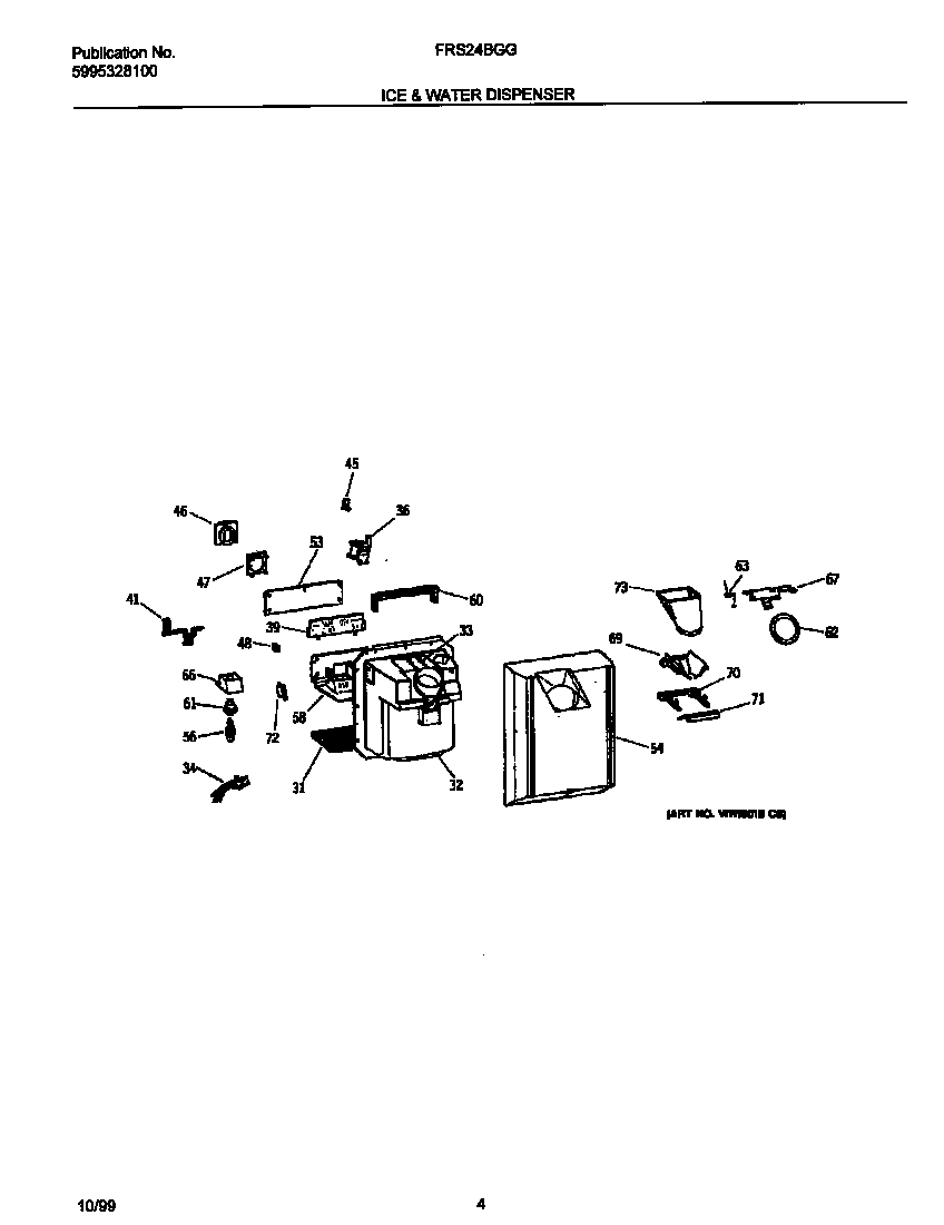 Frigidaire FRS24BGGB3 ice & water dispenser diagram