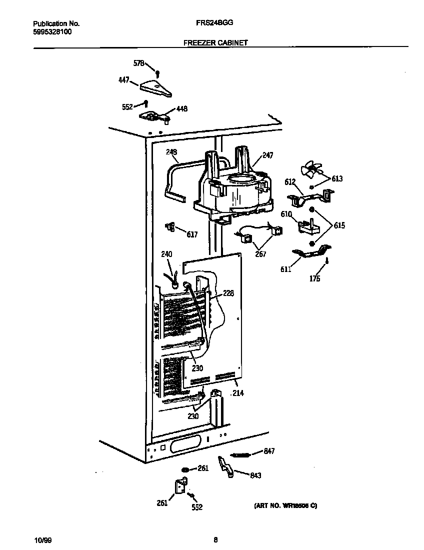 Frigidaire FRS24BGGB3 freezer cabinet diagram