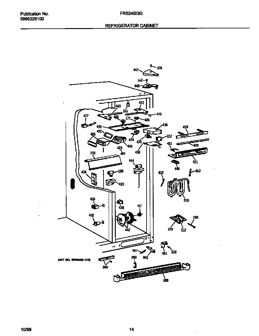 Frigidaire FRS24BGGB3 refr cabinet diagram