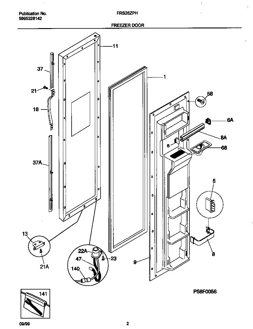 Frigidaire FRS26ZPHD0 frzr door diagram