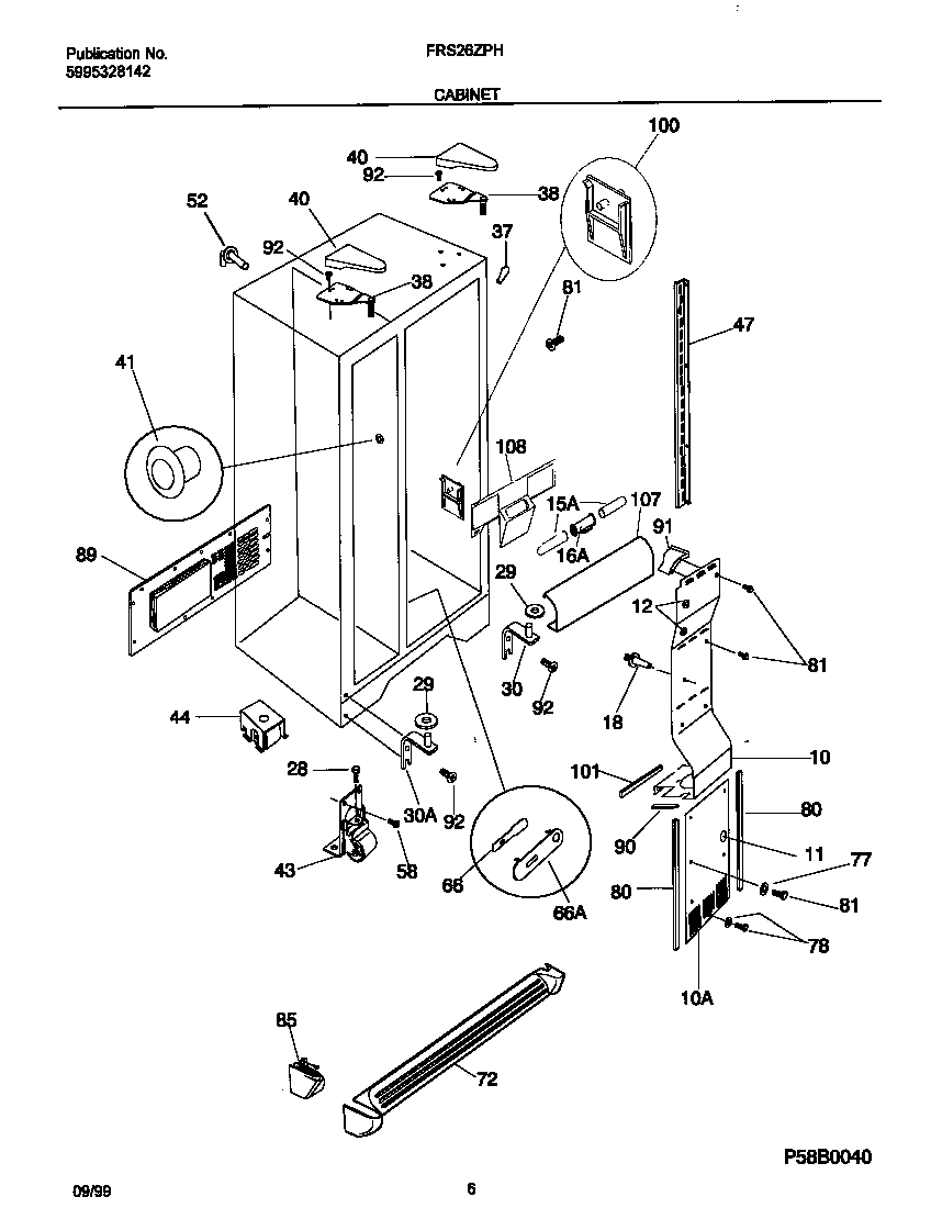 Frigidaire FRS26ZPHD0 cabinet diagram