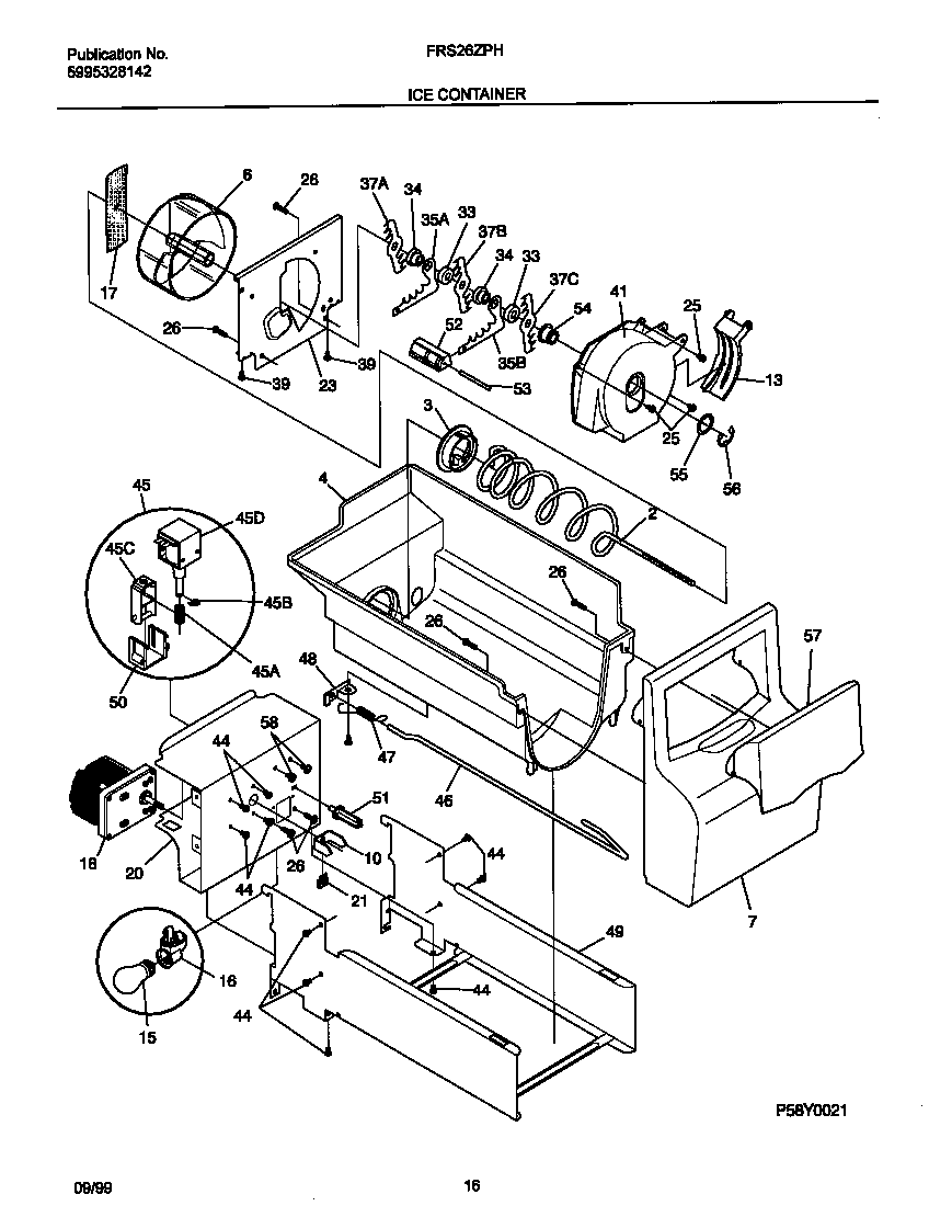 Frigidaire FRS26ZPHD0 ice container diagram