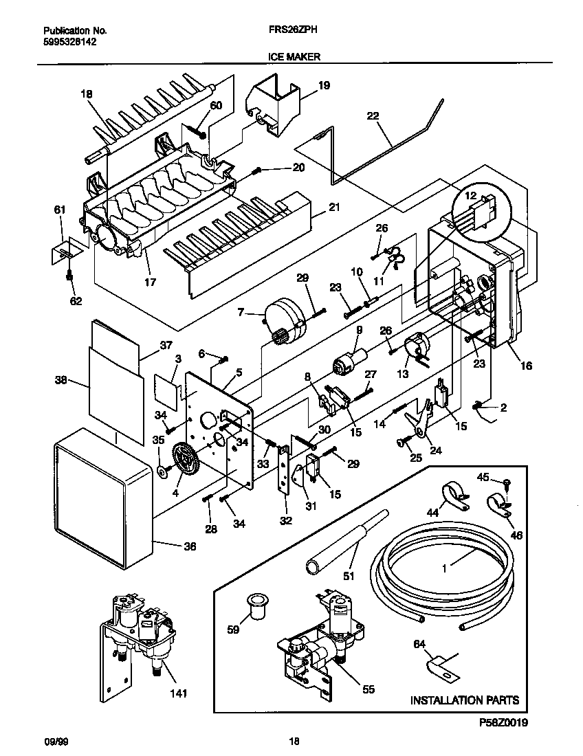 Frigidaire FRS26ZPHD0 ice maker diagram