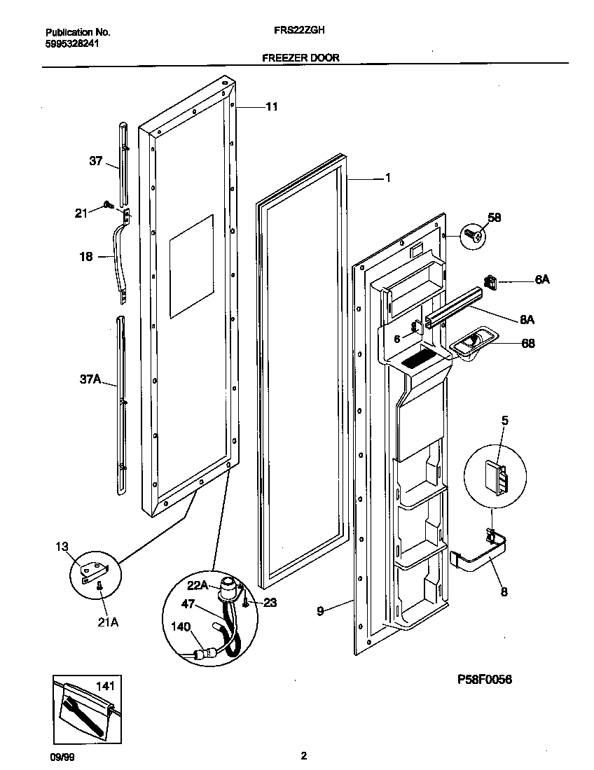Frigidaire FRS22ZGHB2 frzr door diagram