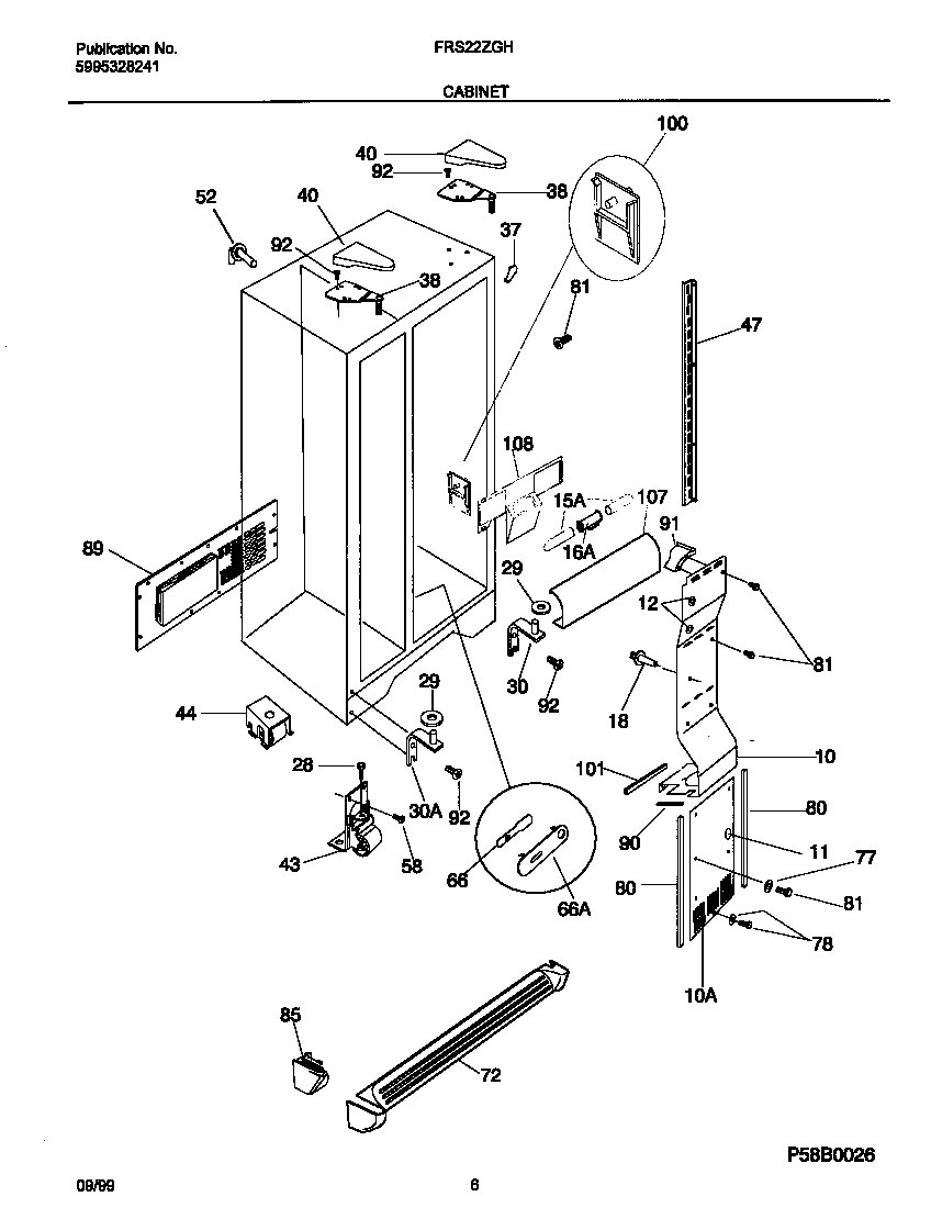 Frigidaire FRS22ZGHB2 cabinet diagram