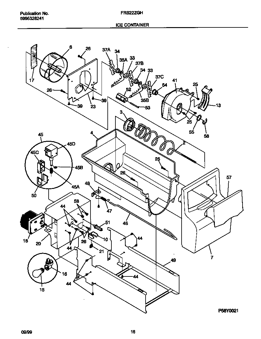 Frigidaire FRS22ZGHB2 ice container diagram