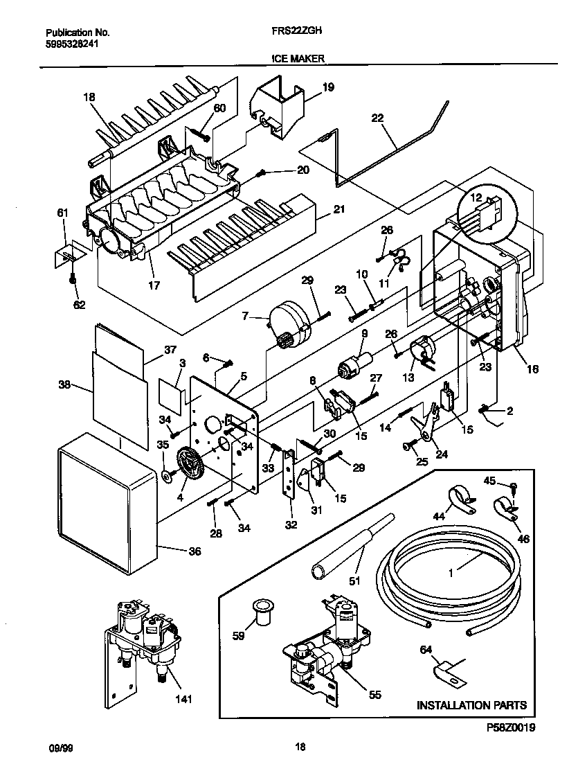Frigidaire FRS22ZGHB2 ice maker diagram