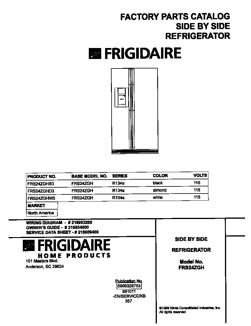 Frigidaire FRS24ZGHW3 cover diagram