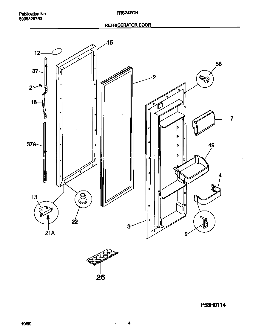 Frigidaire FRS24ZGHW3 refr door diagram